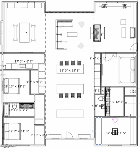 Master bedroom floorplan iterations.